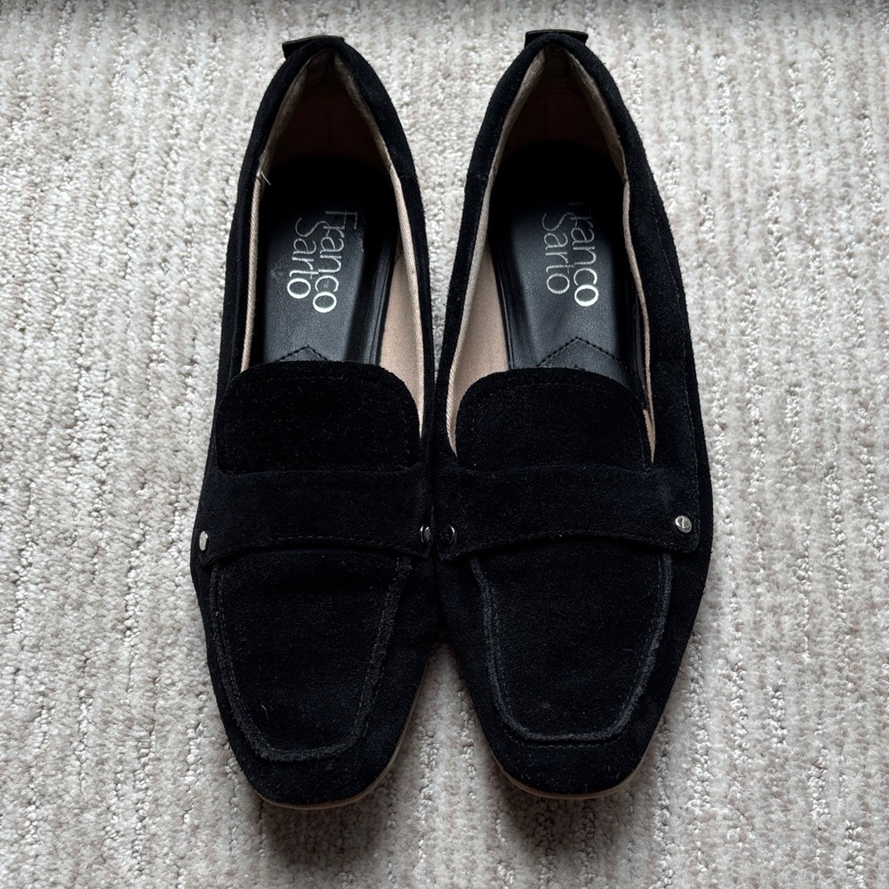 Franco Sarto Black Suede Loafers